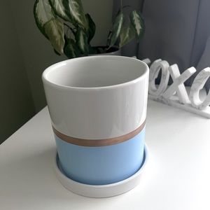 5.5”x5.5” Ceramic Plant Pot w/ drainage tray